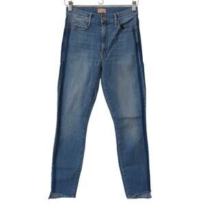 MOTHER Denim Jeans Size 27 Stunner Zip Ankle Step Fray Light Kitty Racer Stripe